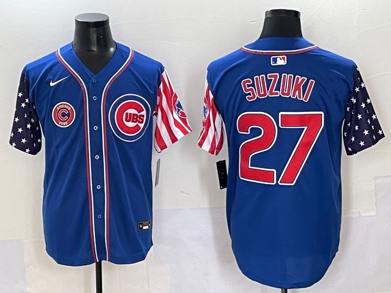 Men 2025 Chicago Cubs #27 Suzuki Blue National Flags Nike MLB Jersey style 6->chicago cubs->MLB Jersey